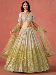 Yellow Zari Embroidery Designer Lehenga Choli