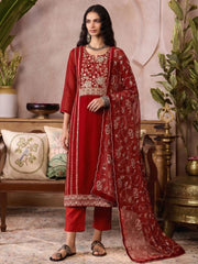 Crimson ‹¨«lan Organza Kurta Set