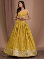Yellow Designer Wedding Festive Wear Lehenga Choli