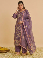 Zariya Lilac Shimmer Silk Suit Set