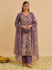 Zariya Lilac Shimmer Silk Suit Set