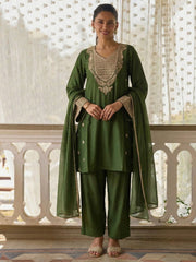 Designer Style Green Festive Pant Style Salwar Suit