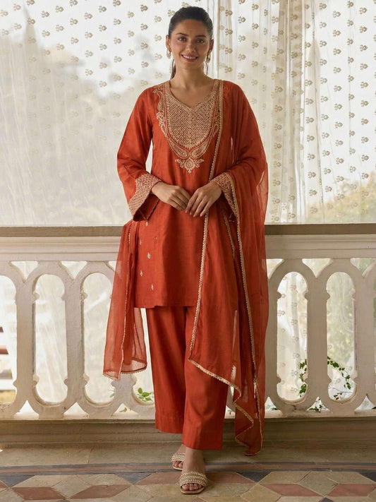 Designer Style Orange Festive Pant Style Salwar Suit