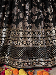 Black Silk Zari Embroidered Lehenga Choli With Dupatta