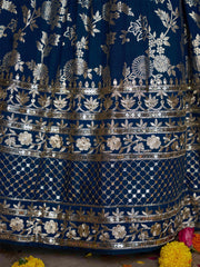 Sweet Dove Blue Zari Embroidered Designer Lehenga Choli