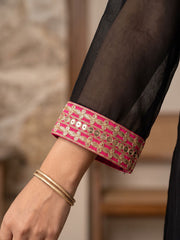 Black Chinnon Silk Festive Style Palazzo Suit