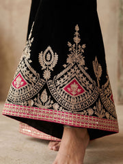 Black Chinnon Silk Festive Style Palazzo Suit
