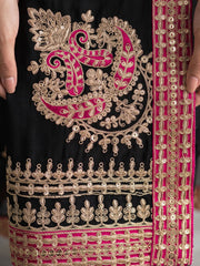 Black Chinnon Silk Festive Style Palazzo Suit