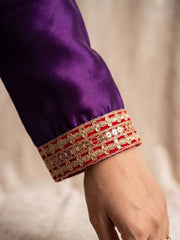 Purple Chinnon Silk Festive Style Palazzo Suit