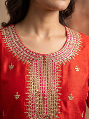 Orange Chinnon Silk Festive Style Palazzo Suit