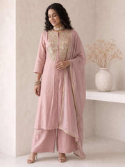 Pink A Line Anarkali Style Festive Salwar Suit