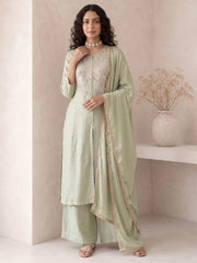 Green A Line Anarkali Style Festive Salwar Suit