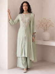 Green A Line Anarkali Style Festive Salwar Suit