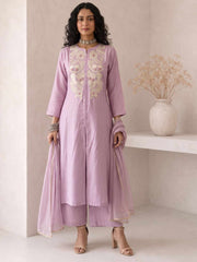 Lilac A Line Anarkali Style Festive Salwar Suit