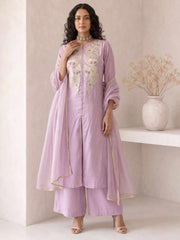 Lilac A Line Anarkali Style Festive Salwar Suit