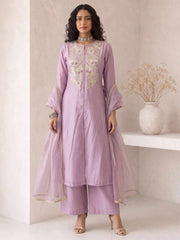 Lilac A Line Anarkali Style Festive Salwar Suit