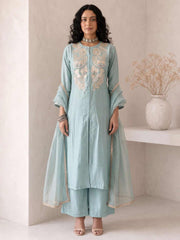 Blue A Line Anarkali Style Festive Salwar Suit