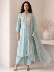 Blue A Line Anarkali Style Festive Salwar Suit