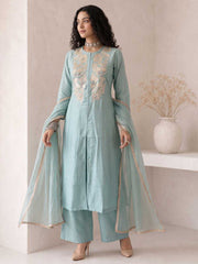 Blue A Line Anarkali Style Festive Salwar Suit