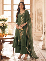 Strange Green Chanderi Salwar Suit