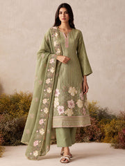 Green Shimmer Embroidered Work Salwar Suit for Ceremonial