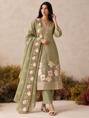 Green Shimmer Embroidered Work Salwar Suit for Ceremonial