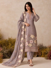 Lavender Shimmer Embroidered Work Readymade Salwar Suit
