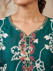 Teal Cotton Silk Ethnic Salwar Suit