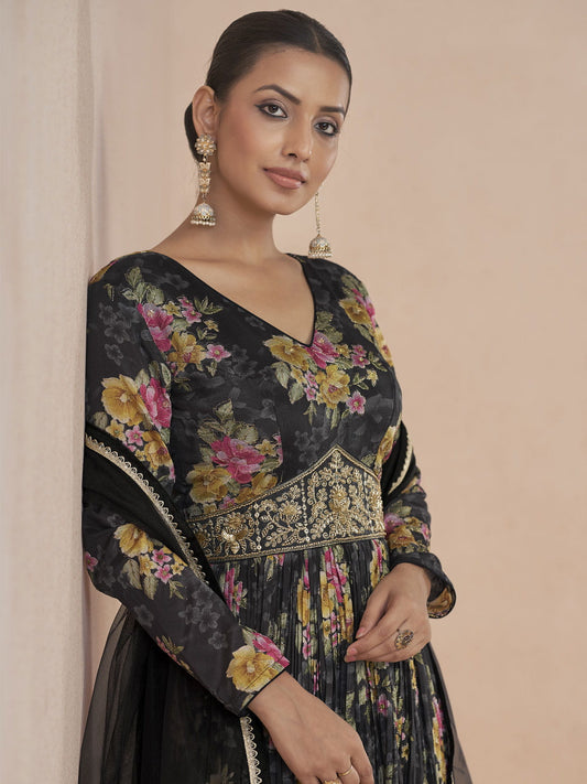 Black Embroidered Wedding Anarkali Gown