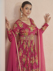 Pink Embroidered Wedding Anarkali Gown