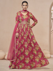 Pink Embroidered Wedding Anarkali Gown