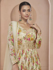 Off White Embroidered Wedding Anarkali Gown