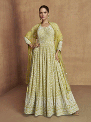 Royal Green Real Georgette Embroidered Anarkali Suit
