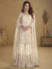 Off -White Designer Embroidered Sharara Suit