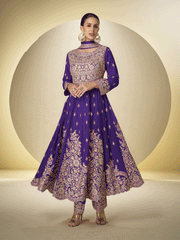 Purple Pant Style Festive Style Anarkali Suit