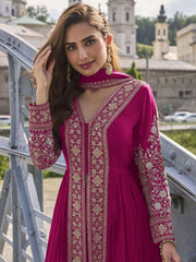 Pink Embroidered Slit Pant Style Dress