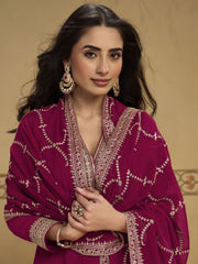 Rani Pink Anarkali Top Style Pant Style Dress
