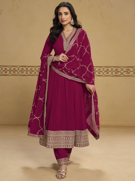 Rani Pink Anarkali Top Style Pant Style Dress