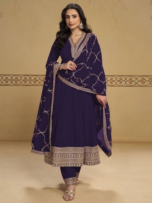 Violet Purple Anarkali Top Style Pant Style Dress