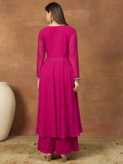 Women Layered Beads and Stones Kurta with Palazzos