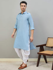 Men Regular Linen Kurta with Dhoti Pants