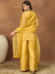 Women Floral Embroidered Regular Thread Work Kurta with Palazzos & With Dupatta