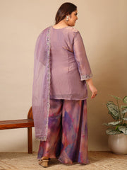 Women Embroidered Regular Thread Work Kurta with Palazzos & With Dupatta