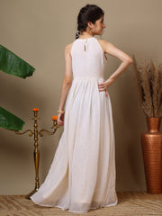 Girls Embroidered Halter Neck Ethnic Dresses