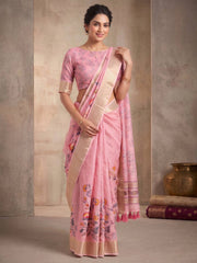Women Floral Zari Silk Blend Saree