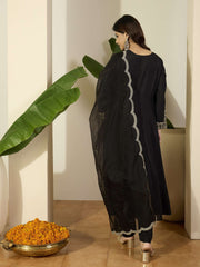 Women Ethnic Motifs Embroidered Anarkali Kurta with Trousers & Dupatta