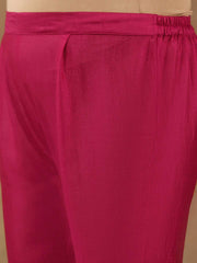 Plus Size Ethnic Motifs Embroidered Thread Work Kurta Trousers & With Dupatta