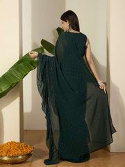 Embellished Sequinned Saree With Blouse Piece