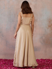 Beige Bling and Sparkly Embellished Top with Skirt
