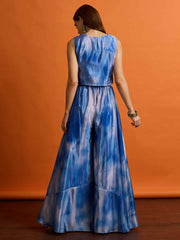 Floral Organza Embroidered Top with Palazzos